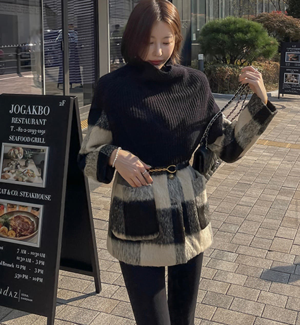 재고 있음 헤어 스타일 레트로 모직 외투 짧은 상세 이미지 17