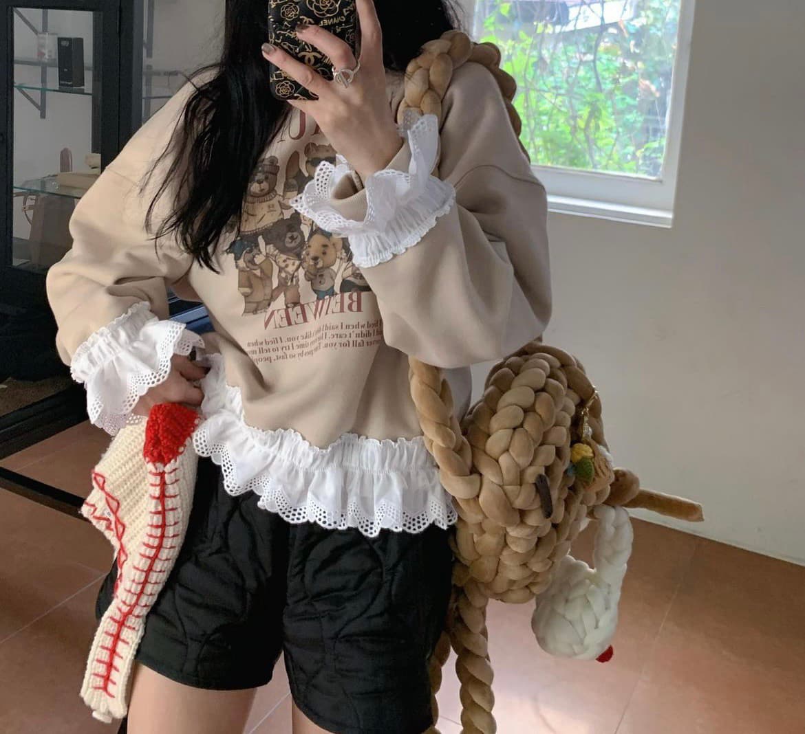 재고 있음 한 스타일 달콤함 연령 감소 후드티