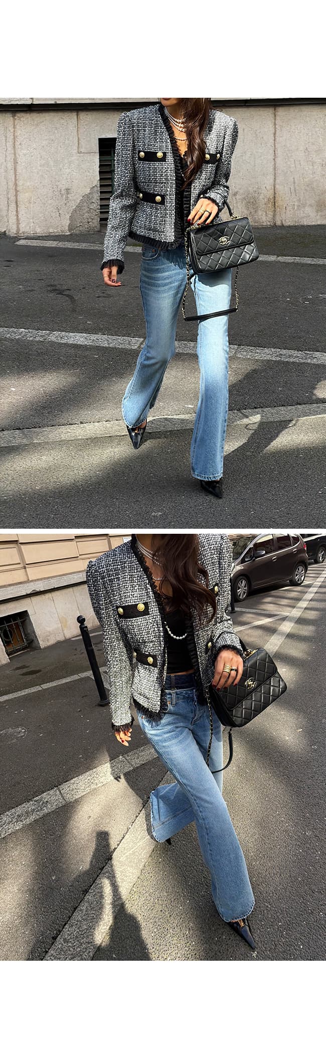 한 스타일 작은 분말 레트로 쇼트 스타일 재킷 상세 이미지 6