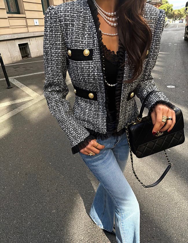 한 스타일 작은 분말 레트로 쇼트 스타일 재킷 상세 이미지 13