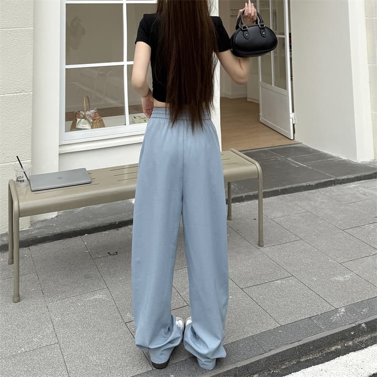 얼음 실크 모통이 칼 바지 여성 작은 키 슬림해 보이는 운동 속도 건조한 야마모토 와이드 레그 팬츠 상세 이미지 28