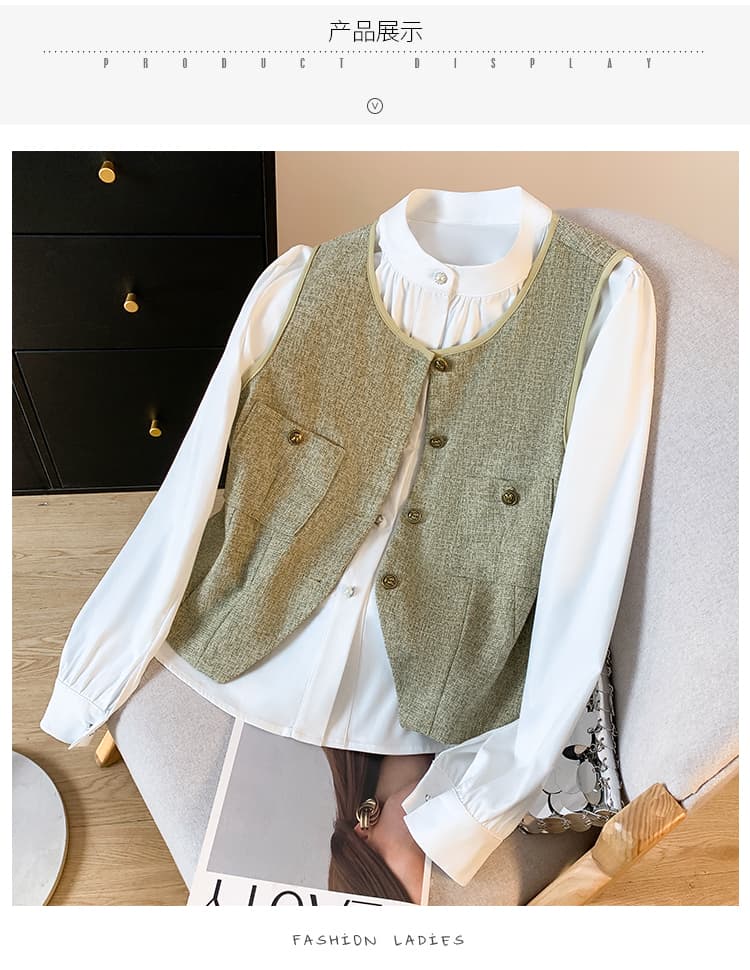 차 부서 코디 전체 집합 작은 샤넬 스타일 패션 한 부서 착용 가져 가라. 학원 스타일 투피스 세트 세트 상세 이미지 7