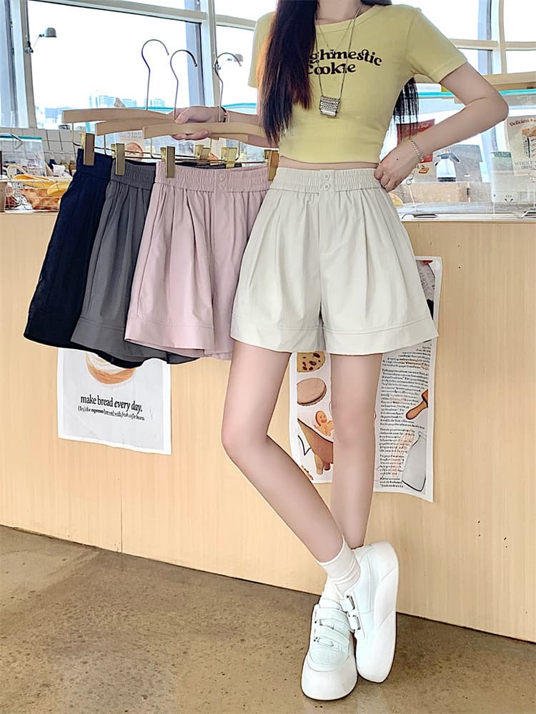 여름 루즈핏 패션 허리밴드 반바지 다용도 슬림해 보이는 한 마디 와이드 레그 팬츠 트렌디 상세 이미지 34