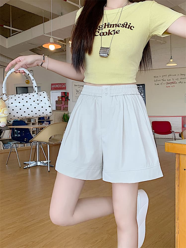 여름 루즈핏 패션 허리밴드 반바지 다용도 슬림해 보이는 한 마디 와이드 레그 팬츠 트렌디 상세 이미지 35