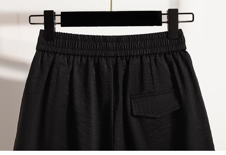 실사 정가 여름 밴딩 하이웨이스트 다용도 표지 고기 슬림해 보이는 연령 감소 캐주얼 5 점 넓은 다리가 짧다. 바지 여성 상세 이미지 39