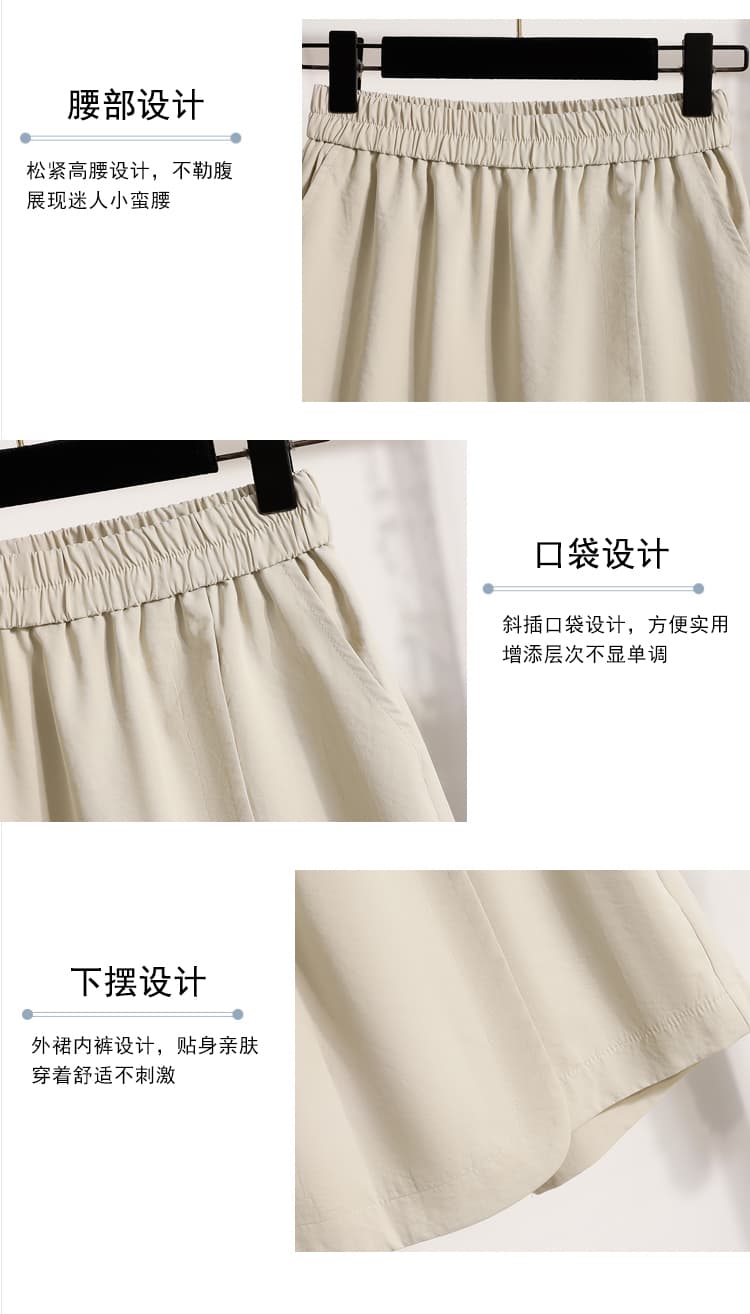 야마모토 워크웨어 치마바지 여성 여름 얇은 스타일 하이웨이스트 한 마디 슬림해 보이는 외출용 반바지 넓은 다리가 짧다. 바지 상세 이미지 8