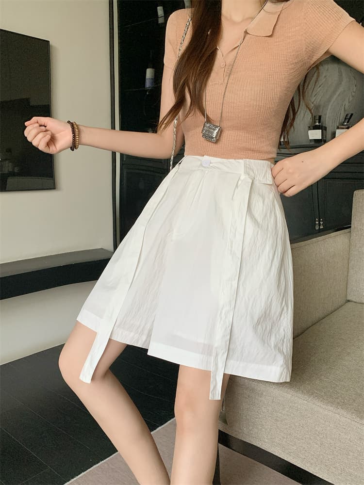 느긋한 바람 반바지 여성 여름 얇은 스타일 외출용 루즈핏 슬림해 보이는 한 마디 넓은 다리가 짧다. 바지 상세 이미지 7