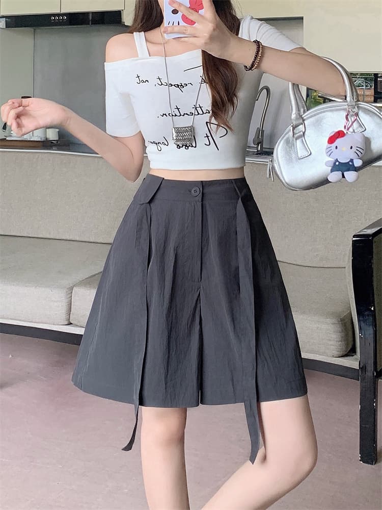 느긋한 바람 반바지 여성 여름 얇은 스타일 외출용 루즈핏 슬림해 보이는 한 마디 넓은 다리가 짧다. 바지 상세 이미지 25