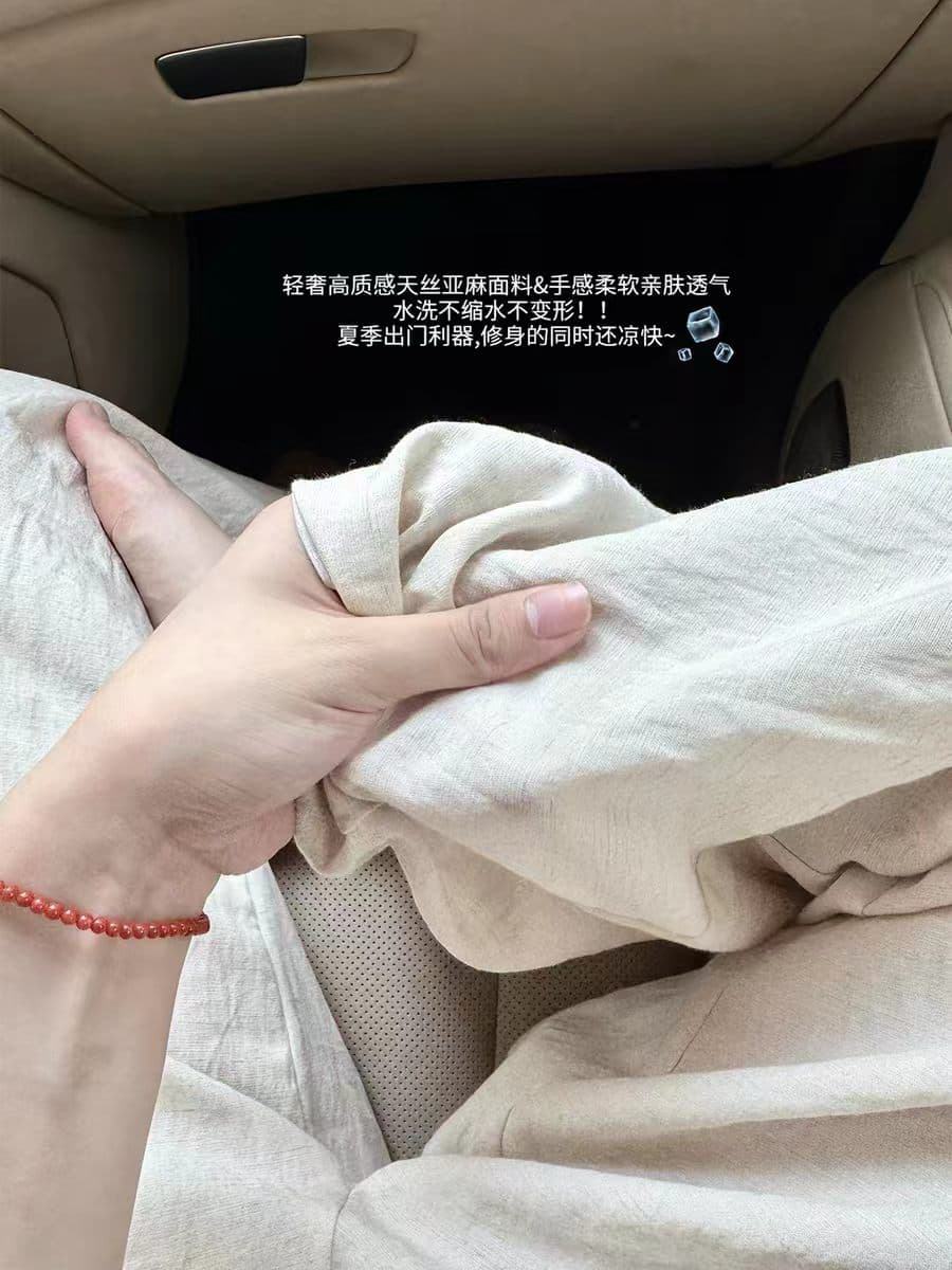 아마 와이드 레깅스 바지 여름 얇은 스타일 지방 mm 루즈핏 슬림해 보이는 모통이 칼 바지 빅 사이즈 면 린넨 캐주얼 바지 상세 이미지 7