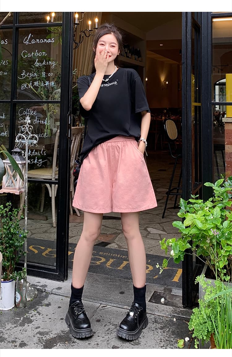 7709 실사 면 린넨 워크웨어 반바지 여성 얇은 스타일 하이웨이스트 캐주얼 바지 루즈핏 슬림해 보이는 한 마디 와이드 레그 팬츠 상세 이미지 15