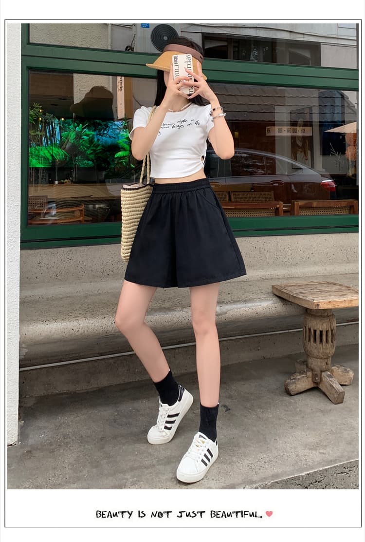 7709 실사 면 린넨 워크웨어 반바지 여성 얇은 스타일 하이웨이스트 캐주얼 바지 루즈핏 슬림해 보이는 한 마디 와이드 레그 팬츠 상세 이미지 53