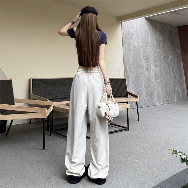 모통이 칼 바지 여성 작은 키 슬림해 보이는 운동 속도 건조한 야마모토 와이드 레그 팬츠 상세 이미지 16