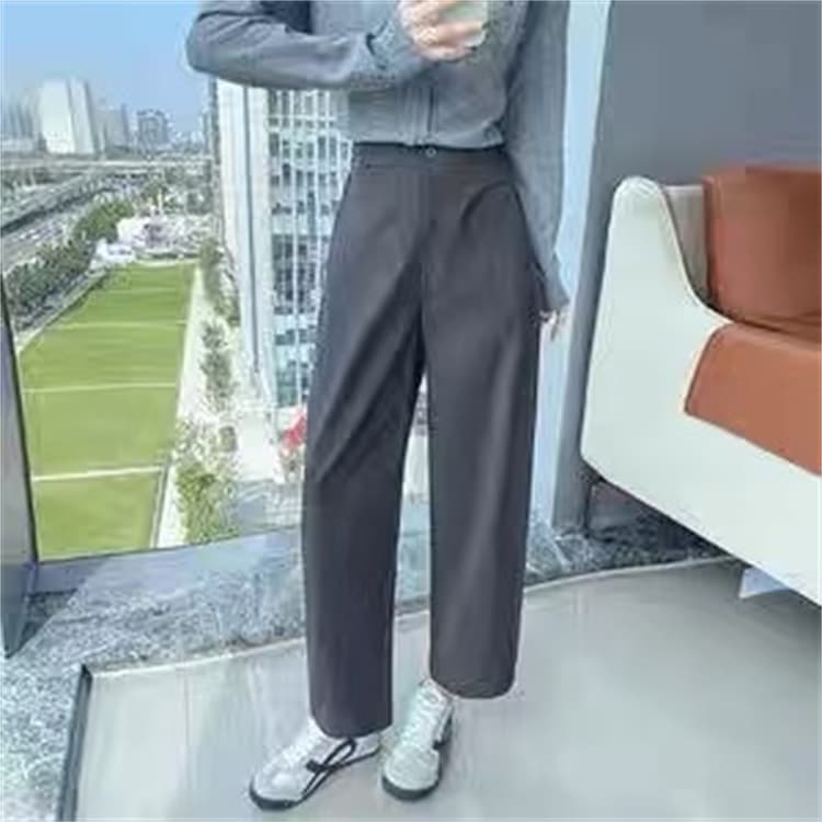 캐주얼 좁은 판 낫 바지 여성 하이웨이스트 슬림해 보이는 작은 키 9부 바지 상세 이미지 5