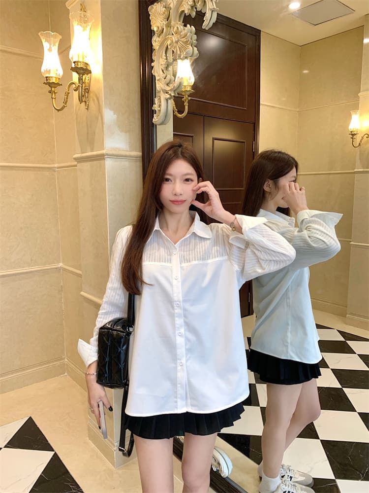 다용도 화이트 긴팔 품격 맨위 미니멀리즘 패션 몸매 가꾸기 싱글 줄 버튼 셔츠 상세 이미지 6