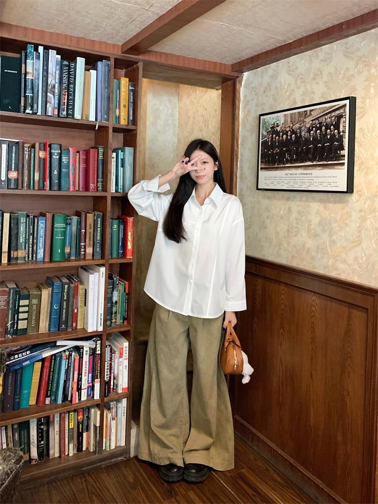 셔츠 맨위 여성 긴 소매 빅 사이즈 지방 mm 디자인 센스 경력 면접 ol 셔츠 상세 이미지 23
