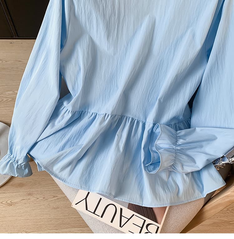 프랑스식 광장 칼라 프릴 여성 셔츠 디자인 센스 작은 대중 셔츠 외국 가스 긴팔 맨위 상세 이미지 34