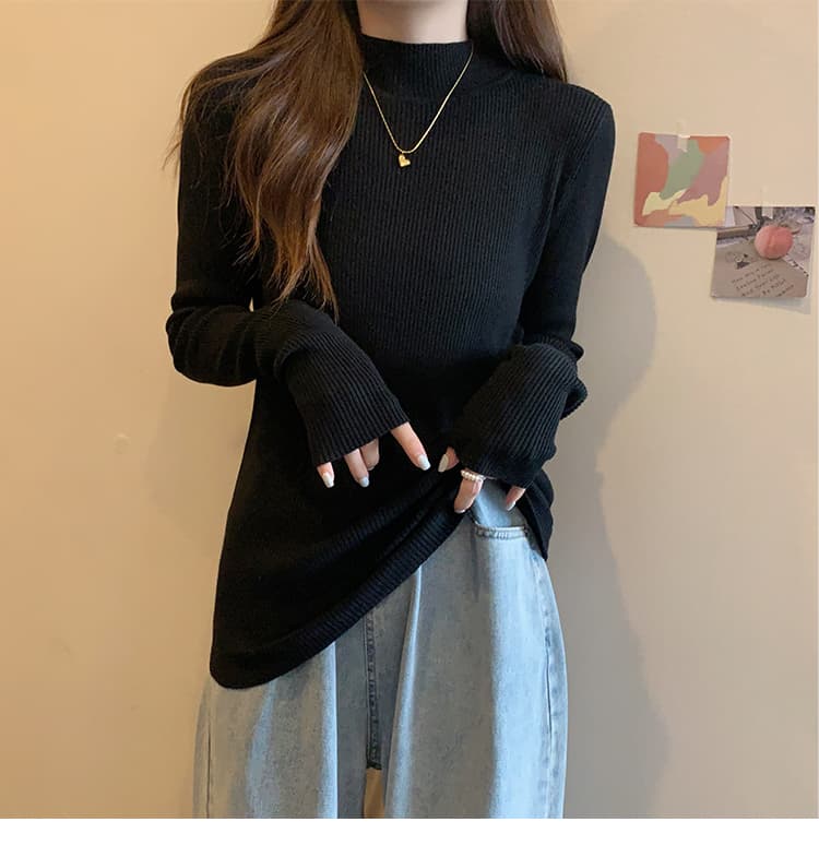 6013 실사 정가 가을 겨울 빅 사이즈 여성 의류 미니멀리즘 다용도 인사이드 가져 가라. 반하이넥 예쁜 스웨터 니트 스웨터 맨위 상세 이미지 13
