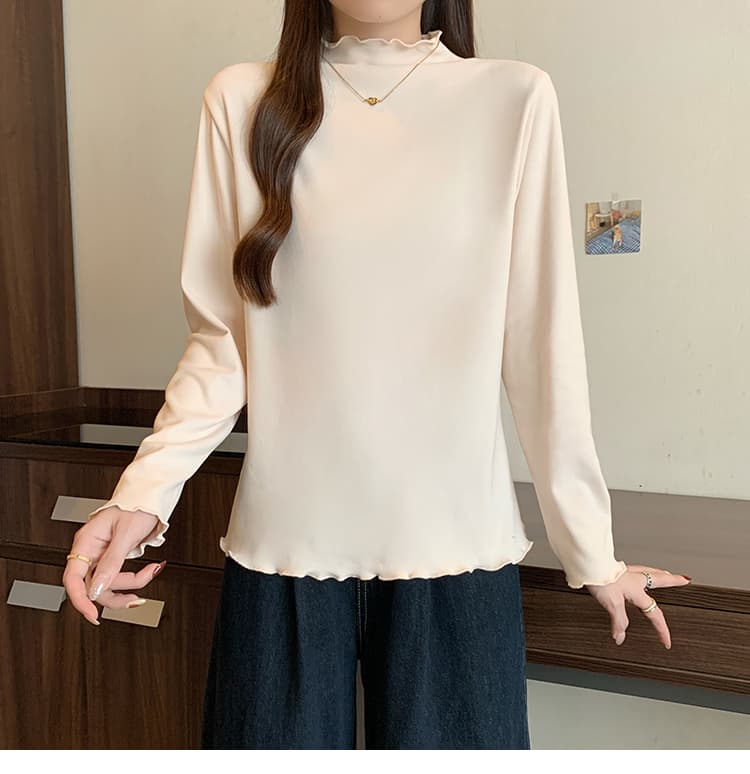 반하이넥 De 플러시 기본 셔츠 여성 가을 겨울 인사이드 가져 가라. 하나 플러시 긴팔 프릴 맨위 상세 이미지 33