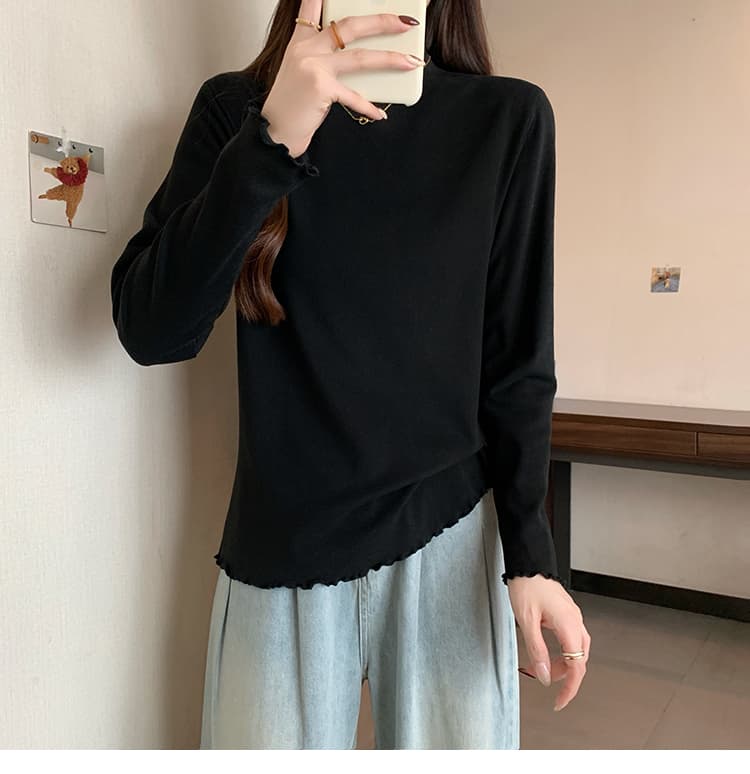 반하이넥 De 플러시 기본 셔츠 여성 가을 겨울 인사이드 가져 가라. 하나 플러시 긴팔 프릴 맨위 상세 이미지 39