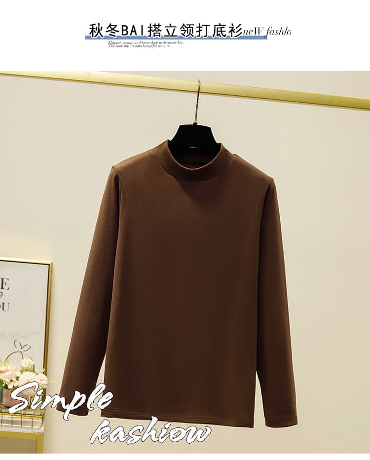 반하이넥 De 플러시 니트 기본 셔츠 여성 가을 겨울 몸매 가꾸기 인사이드 가져 가라. 스웨터 풀오버 셔츠 상세 이미지 3