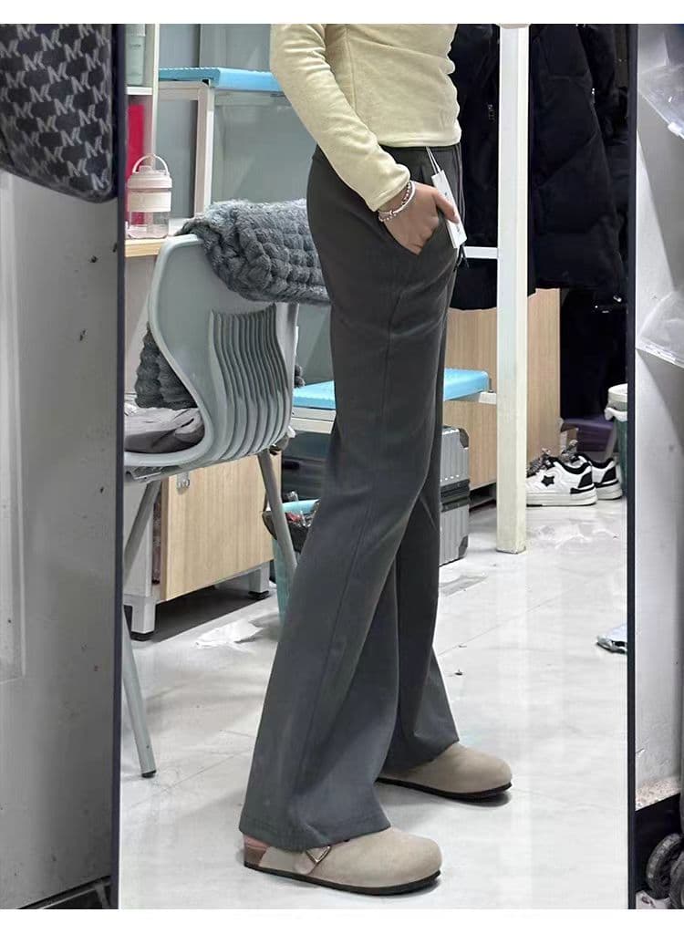 5930 어두운 회색 부츠컷 캐주얼 바지 여성 가을 슬림해 보이는 배 모양 몸 나팔 웨이 바지 상세 이미지 11