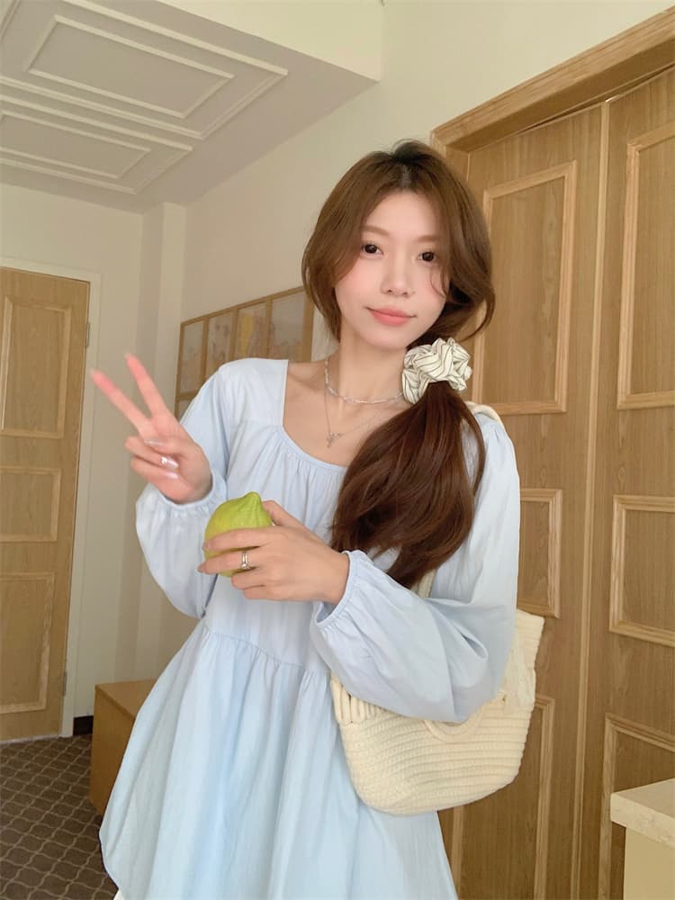 프랑스식 긴팔 달콤한 미국 칼라 긍정적 인 어깨 반팔 여성 셔츠 허리 수축 슬림해 보이는 맨위 상세 이미지 28