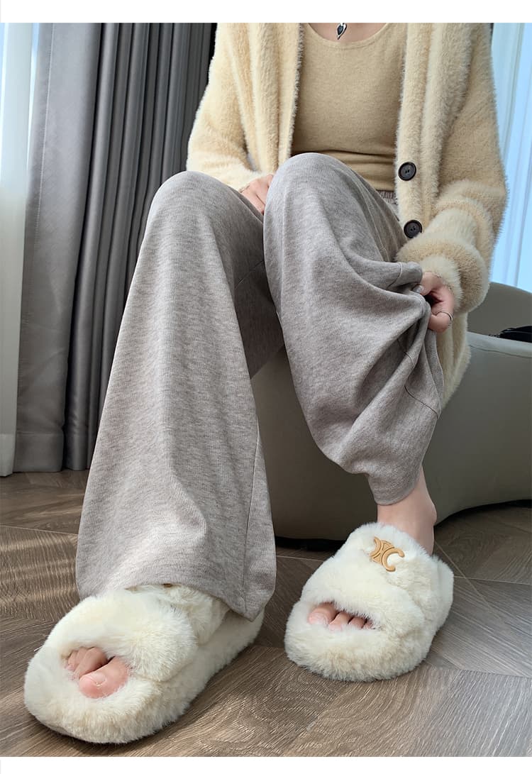 실사 정가 회색 와이드 레깅스 바지 봄 가을 하이웨이스트 슬림해 보이는 스트레이트 캐주얼 느긋한 찹쌀 긴 바지 상세 이미지 22
