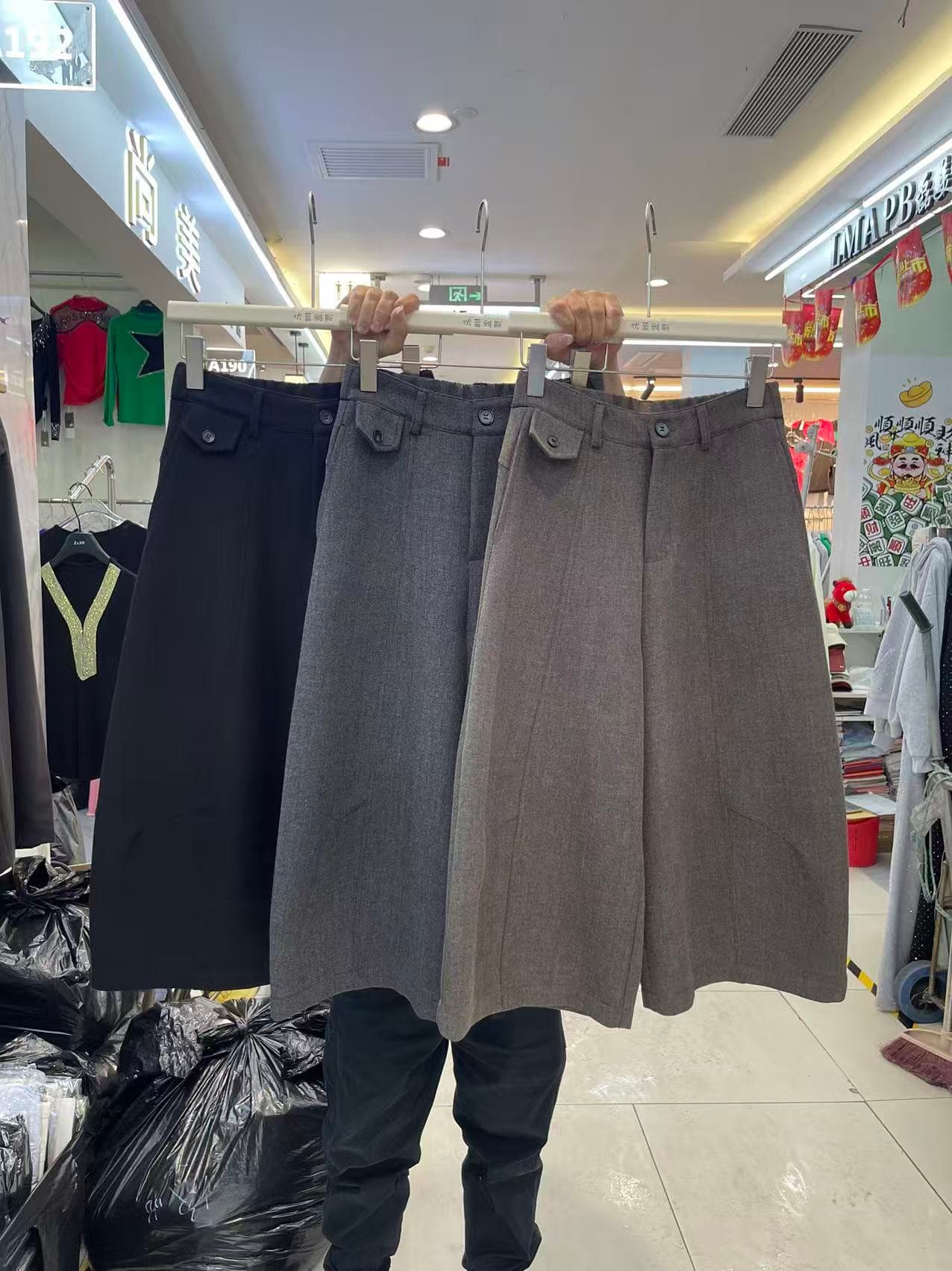 9595 항저우 시징 하이웨이스트 슬림해 보이는 모통이 칼 7 점 와이드 레깅스 바지 가을 루즈핏 다용도 정장 캐주얼 바지 이미지 4