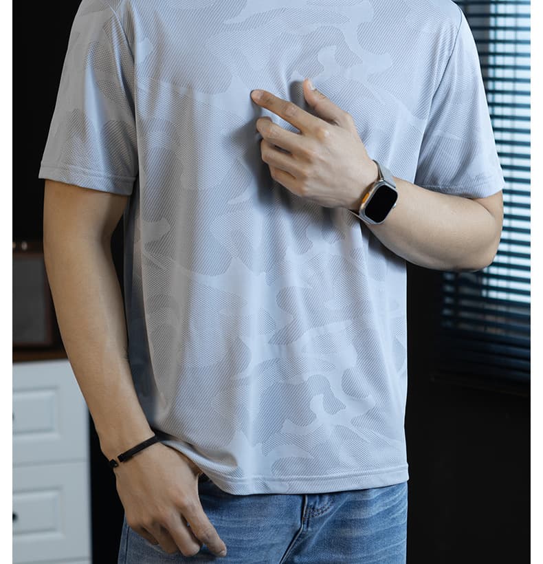 도시 캐주얼 바람 카모플라주 높음 폭탄 속도 건조한 반팔 T 남자 2025 여름 캐주얼 반소매 동정 맨위 상세 이미지 12