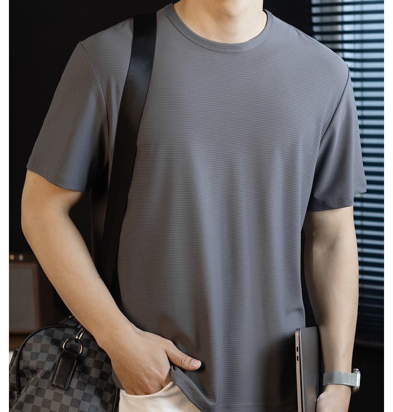 가로 줄무늬 애버딘 곡물 질감 속도 말라 죽다 호흡 곤란 소매 T 남자 프로 피부 부드러운 폭탄 일상 다용도 고급 티셔츠 상세 이미지 31