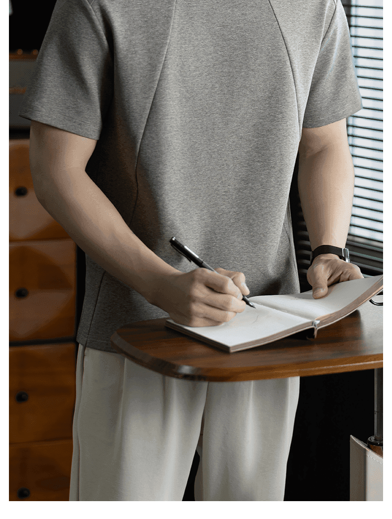 270g 무거운 안장 어깨 컬러 코튼 티셔츠 남자 고급 창의성 싸움 집어 들다 피부 통기성 품질 라운드 넥 남성 반팔 상세 이미지 14