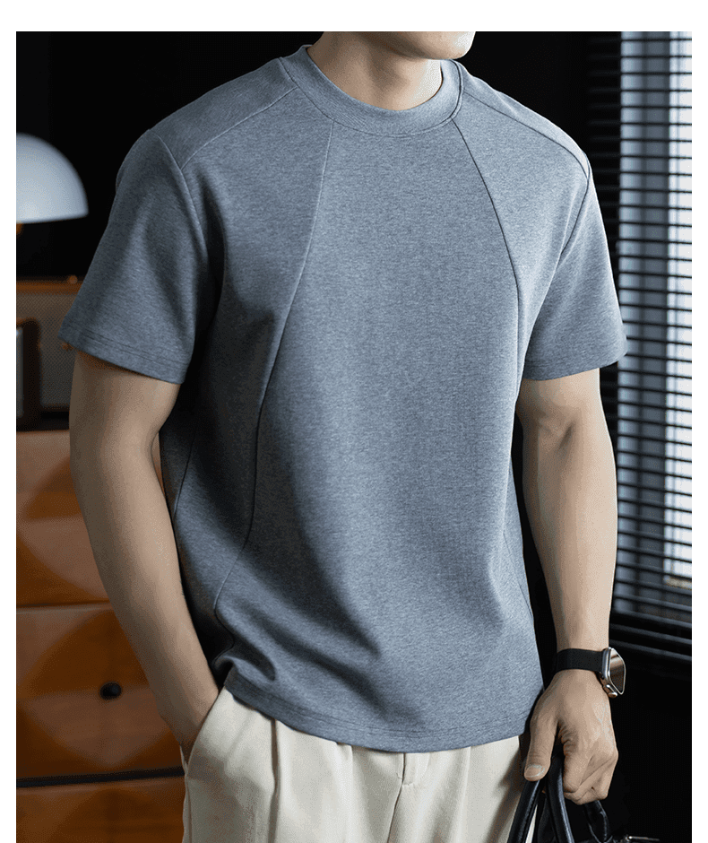 270g 무거운 안장 어깨 컬러 코튼 티셔츠 남자 고급 창의성 싸움 집어 들다 피부 통기성 품질 라운드 넥 남성 반팔 상세 이미지 19