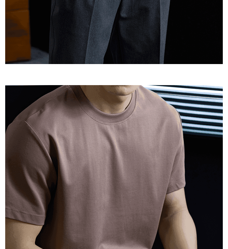 구름 부드러운 모달 섬세한 차가운 센스 프로 피부 남성 오래된 돈 바람 얇은 스타일 미니멀리즘 트렌드 단색 반팔 티셔츠 상세 이미지 20