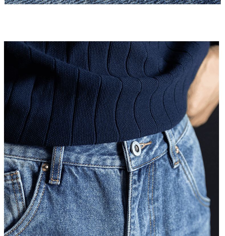 마 오래된 스크래치 디자인 워싱 프로 피부 면 남성 청바지 여름 새로운 저항 주름 편안함 와이드 레그 팬츠 상세 이미지 7