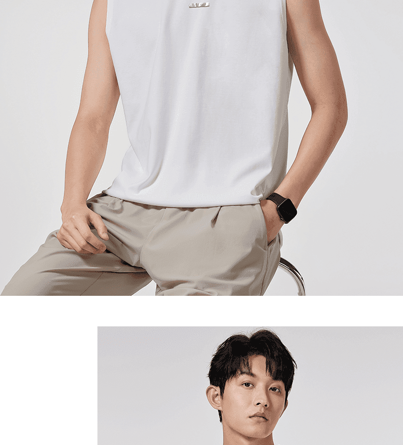 여름 남성 실광택 코튼 조끼 루즈핏 조수 브랜드 인기 어깨 솔기 표준 민소매 티셔츠 상세 이미지 15