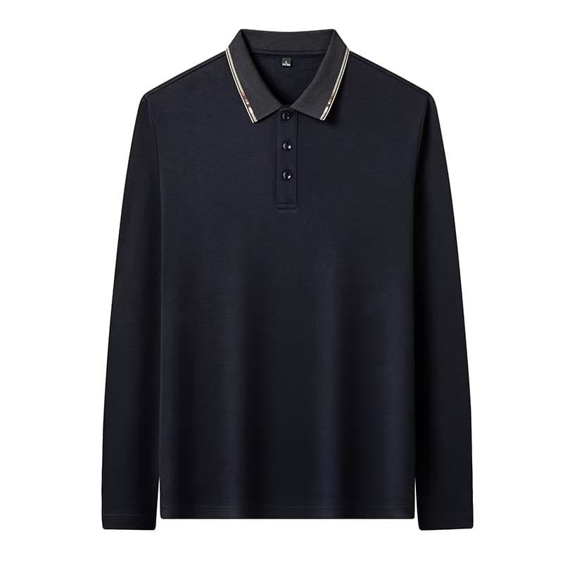 가을 겨울 네리 연삭 털 남자 티셔츠 폴로 칼라 POLO 셔츠 비즈니스 캐주얼 중년 아빠 로드 중 긴팔 기본 셔츠 이미지 2