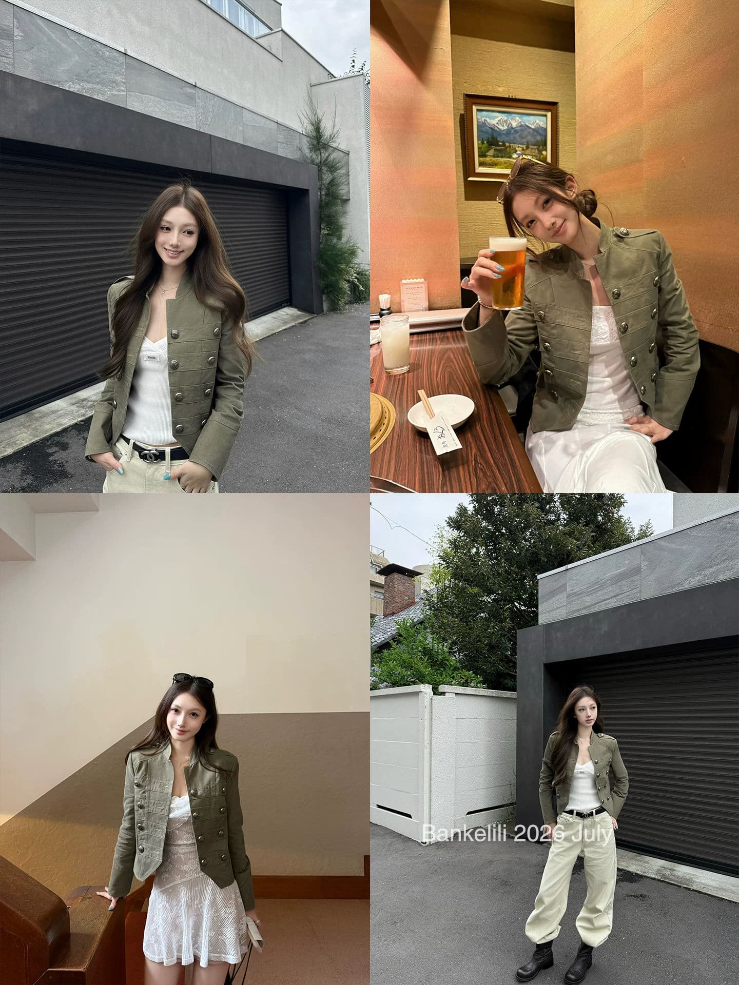 밤나무 코코아 bankelili 나폴레옹 스탠드 칼라 단추 데님 여성 코트 작은 대중 디자인 쇼트 스타일 재킷 상세 이미지 2