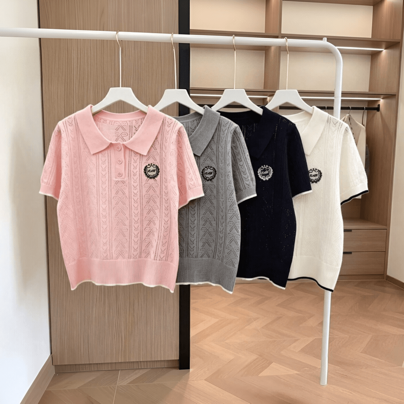 실사 한 부서 학원 스타일 POLO 칼라 반팔 니트 티셔츠 여성 여름 새로운 디자인 센스 루즈핏 슬림해 보이는 다용도 상세 이미지 7