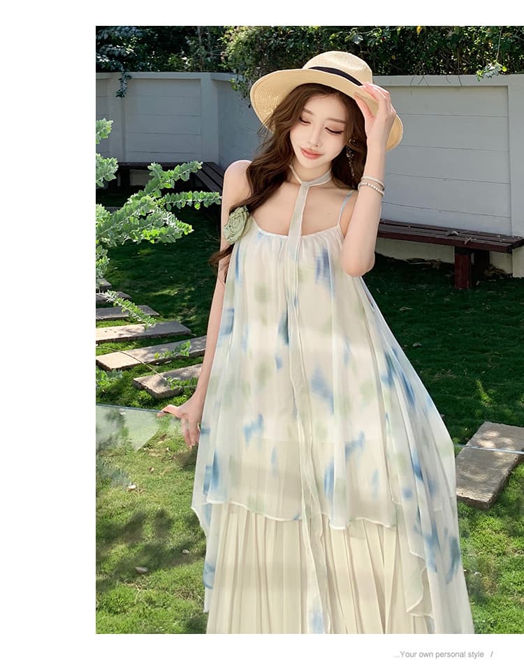 실사 높음 물품 맞춤 꽃 슬립 드레스 요정 해변가 휴가 해변 롱 스커트 여름 상세 이미지 20
