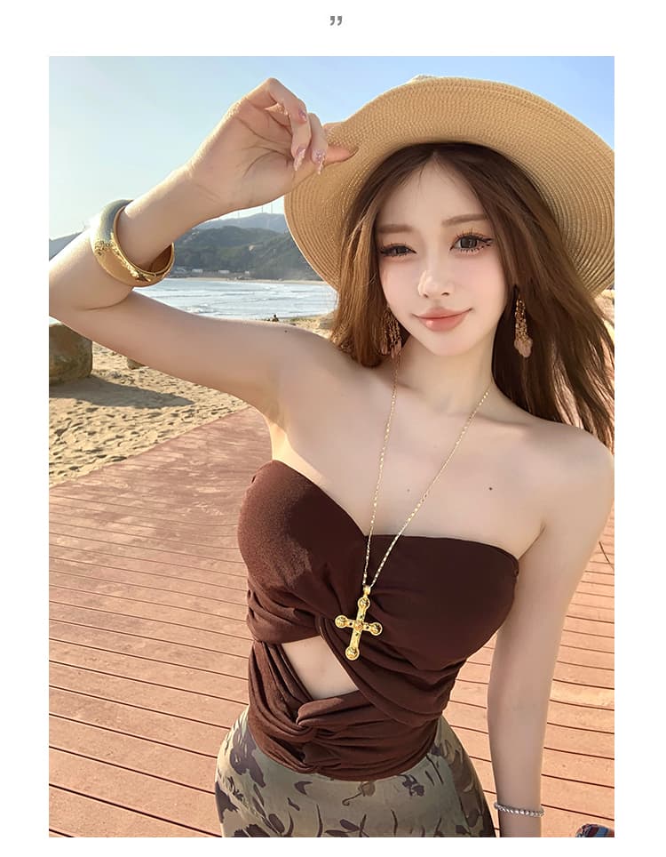 실사 사막 불모지 바람 착용 가져 가라. 몸매 가꾸기 하이웨이스트 레트로 롱 코트 반신 치마 핫걸 튜브탑 조끼 세트 상세 이미지 18