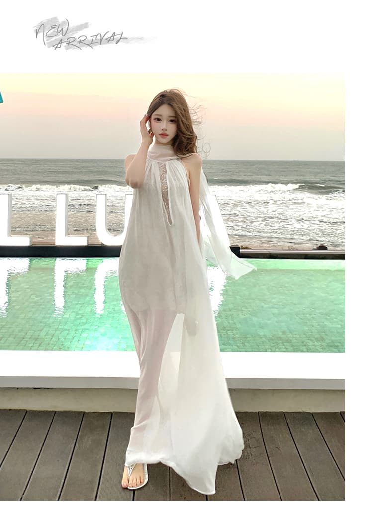 휴가 바람 여성 드레스 고급 센스 품격 명문 여성 생일 연회 예복 무거운 작업 리본 레이스 쉬폰 롱 스커트 상세 이미지 18