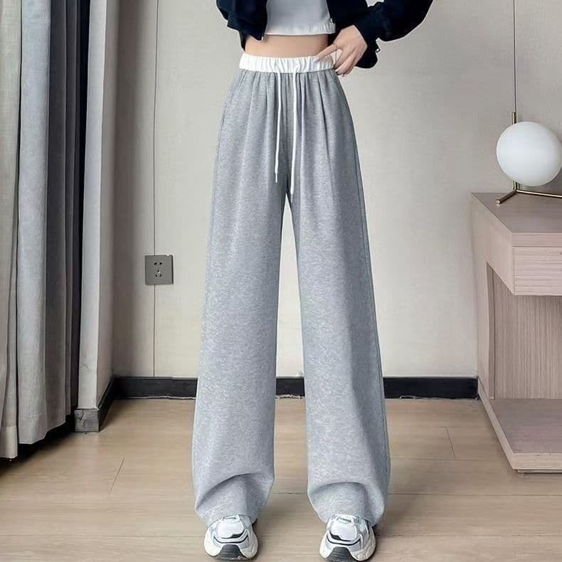 아메리칸 검정색 운동 바지 여성 봄 가을 2026 새로운 루즈핏 캐주얼 웨이 바지 키 큰 남자 도루 센스 와이드 레그 팬츠 어린이 상세 이미지 6