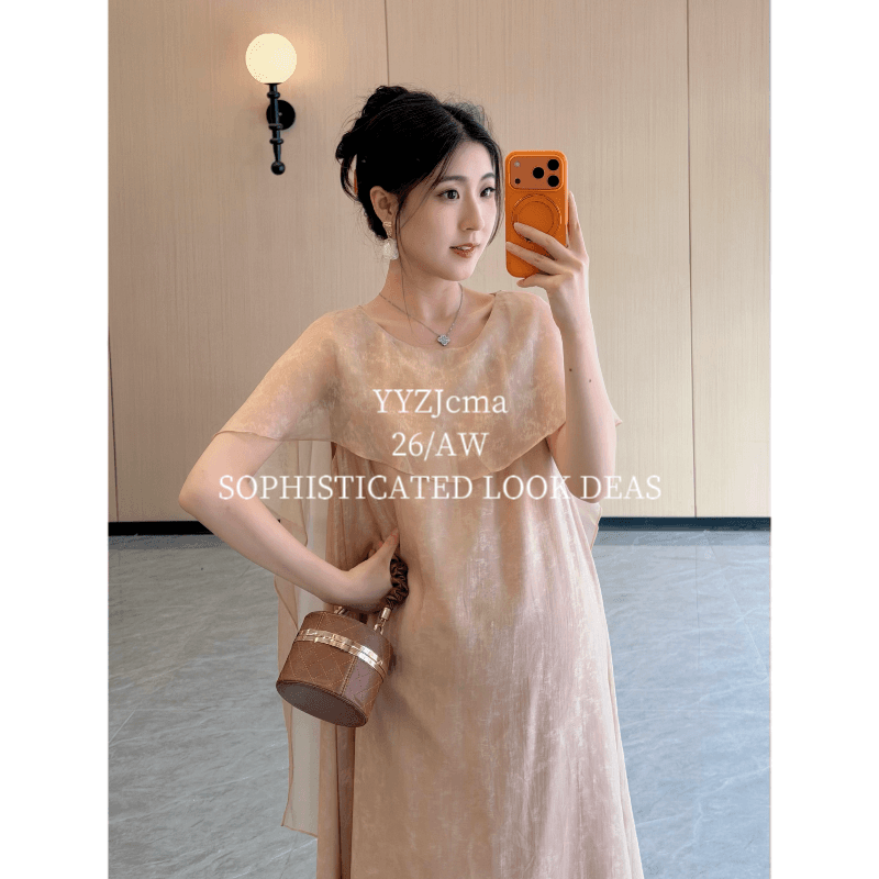 임산부 여름 드레스 새로운 부드러운 바람 고급 센스 품격 드레스 트렌디 엄마 루즈핏 연령 감소 슬림해 보이는 롱 스커트 상세 이미지 2
