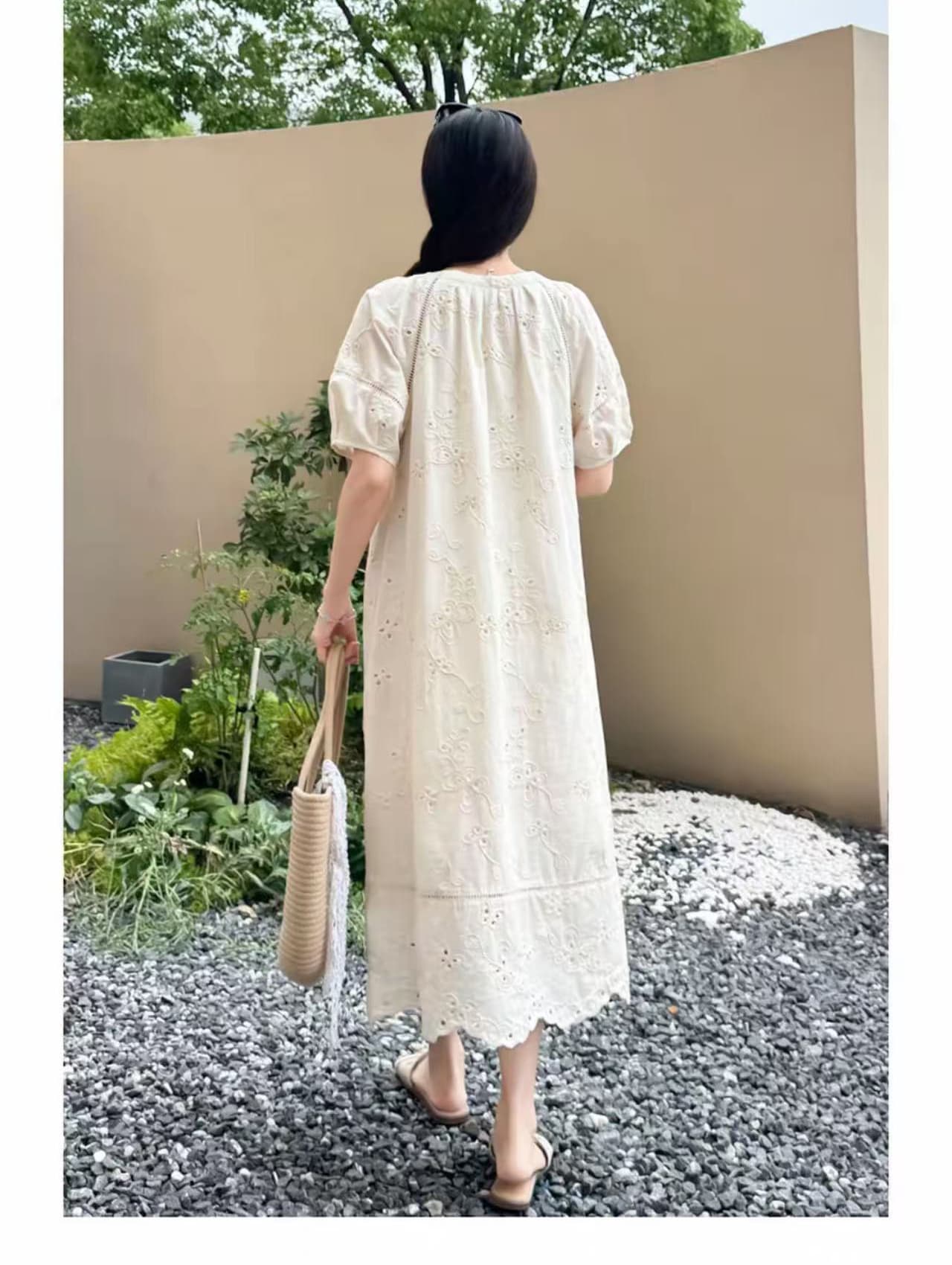 임산부 여름 새로운 패션 다용도 고급 센스 임신 기간 자수 루즈핏 품격 슬림해 보이는 드레스 상세 이미지 9