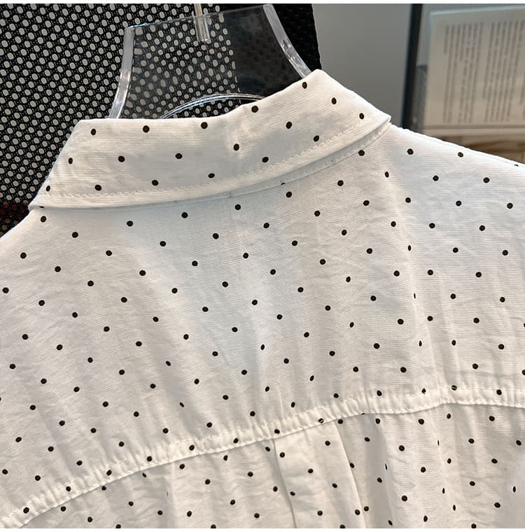 카운터 빼다 전단 표준 황색 도트 무늬 POLO 칼라 어깨 여성 셔츠 여름 섹션 어깨 패드 디자인 센스 작은 날다 소매 맨위 상세 이미지 29