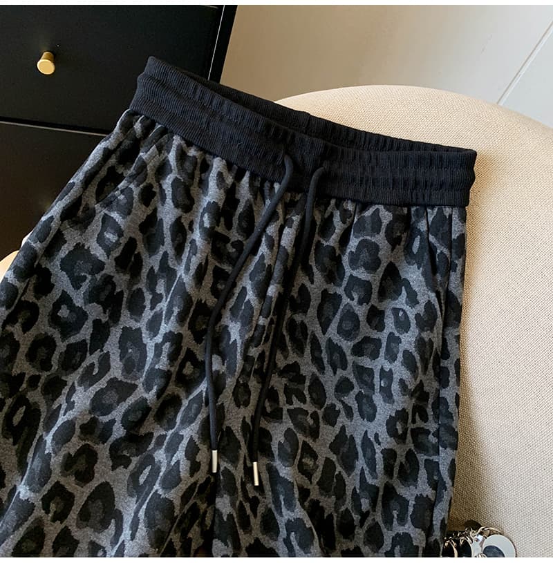 아메리칸 레트로 레오파드 무늬 와이드 레깅스 바지 봄 새로운 하이웨이스트 다용도 조거 캐주얼 모통이 칼 바지 폭발 벽오동 바지 상세 이미지 23