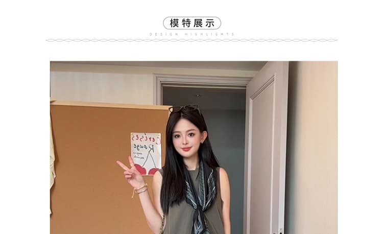 재고 있음 2026 년 패션 고급 센스 유럽어 버전 임산부 외국 가스 미니멀리즘 스카프 드레스 조끼 스커트 상세 이미지 14
