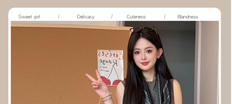 재고 있음 2026 년 패션 고급 센스 유럽어 버전 임산부 외국 가스 미니멀리즘 스카프 드레스 조끼 스커트 상세 이미지 1