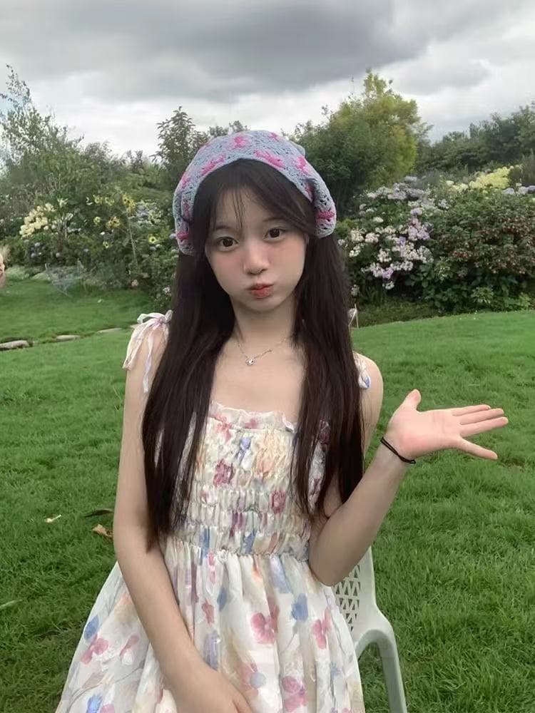 휴가 바람 달콤함 연령 감소 착용 가져 가라. 꽃무늬 슬립 드레스 여름 새로운 디자인 센스 허리 수축 슬림해 보이는 롱 스커트 여성 상세 이미지 5