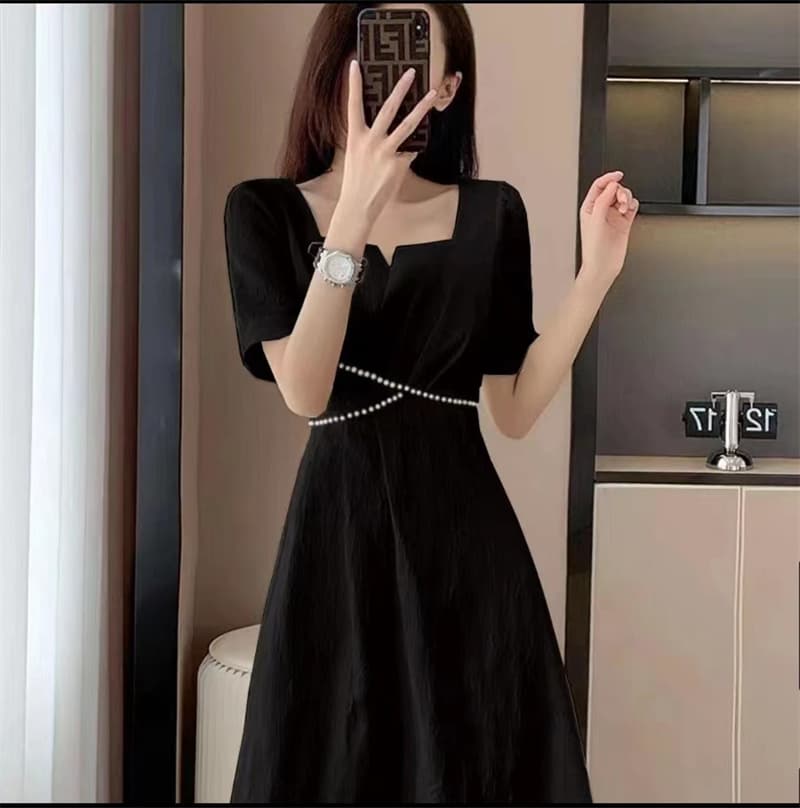 2026 프랑스식 레트로 그는 벤 바람 고급 자카드 드레스 여름 새로운 패션 품격 몸매 가꾸기 슬림해 보이는 롱 스커트 상세 이미지 7